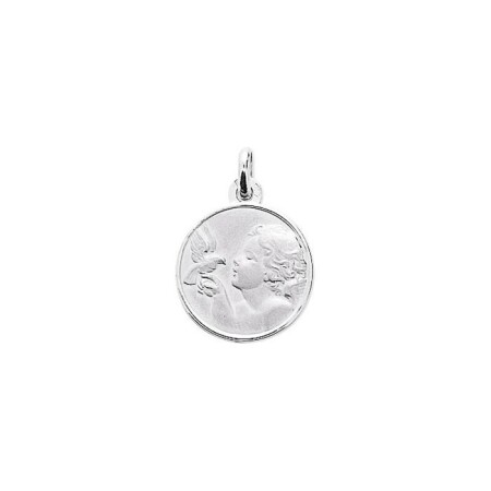 Médaille Ange en or blanc