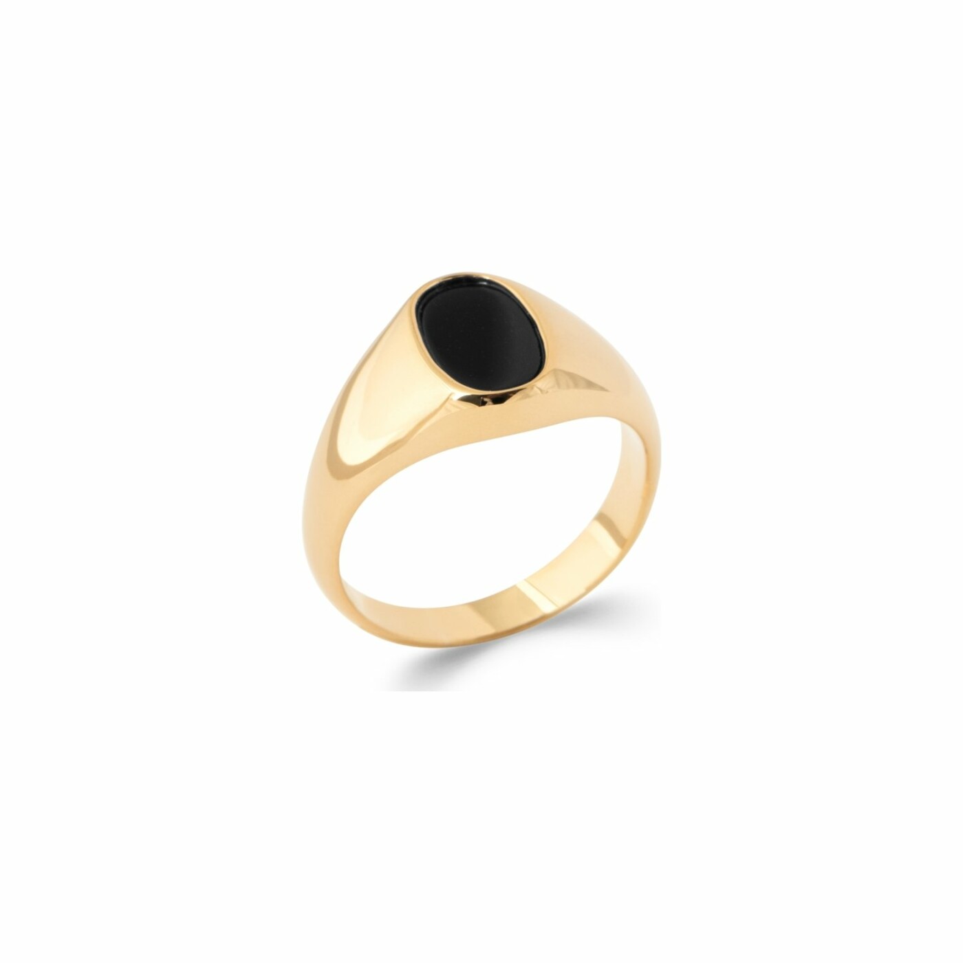 Bague en plaqué or et onyx d'imitation