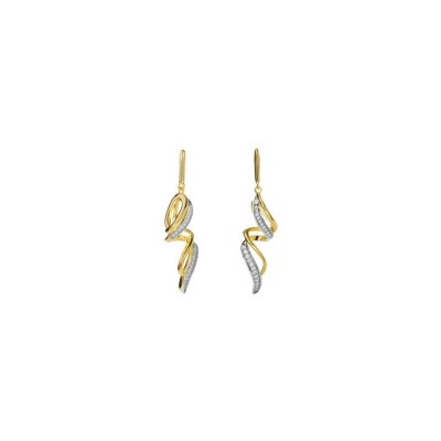 Boucles d'oreilles LineArgent Coton en argent bicolore et oxydes de zirconium
