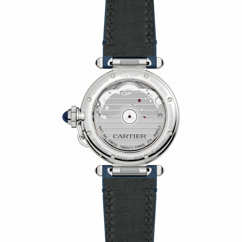 Pasha de Cartier watch, 35mm, automatic movement, steel, 2 interchangeable leather straps
