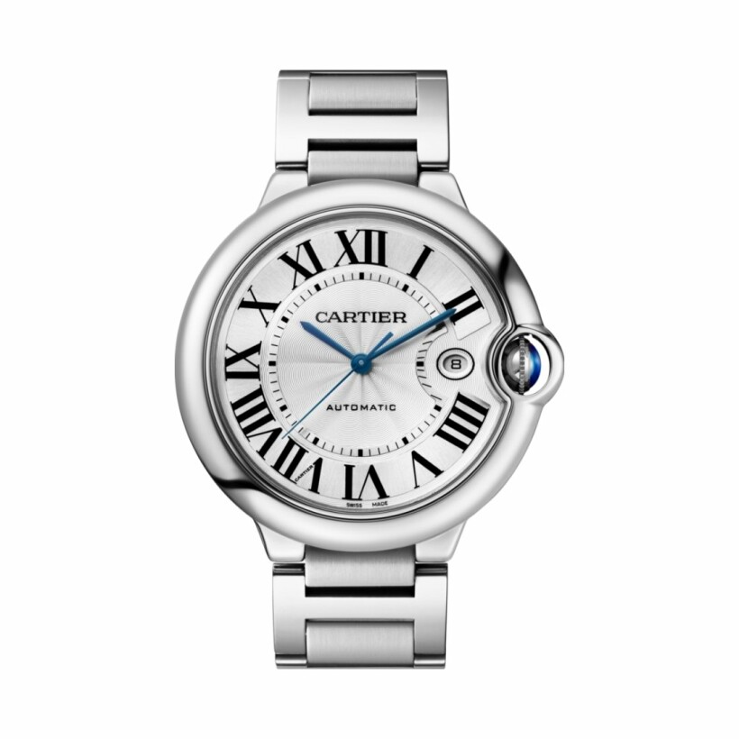 Ballon Bleu de Cartier watch, 42 mm, mechanical movement with automatic winding, steel