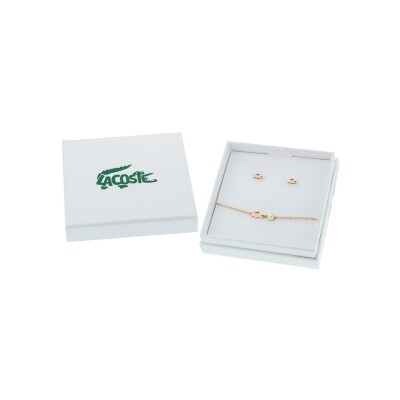 Parure bracelet et boucles d'oreilles Lacoste Gift Set Girl en acier doré