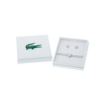 Parure bracelet et boucles d'oreilles Lacoste Gift Set Love My Croc en acier