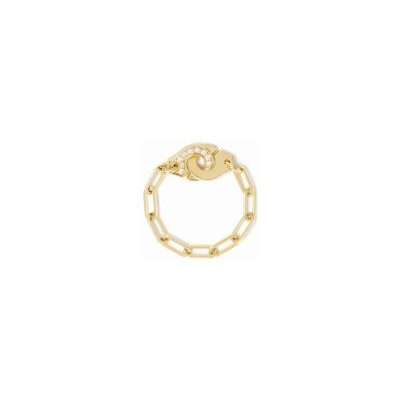 Bague chaîne Menottes dinh van demi-pavée en or jaune et diamants