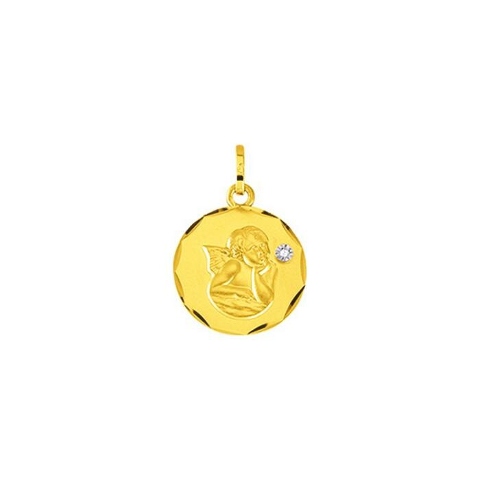 Médaille Ange en or jaune et diamant
