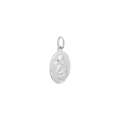 Médaille de baptême Ange en or blanc