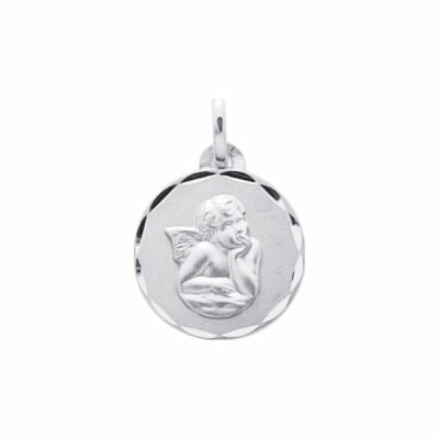 Médaille de baptême Ange en or blanc