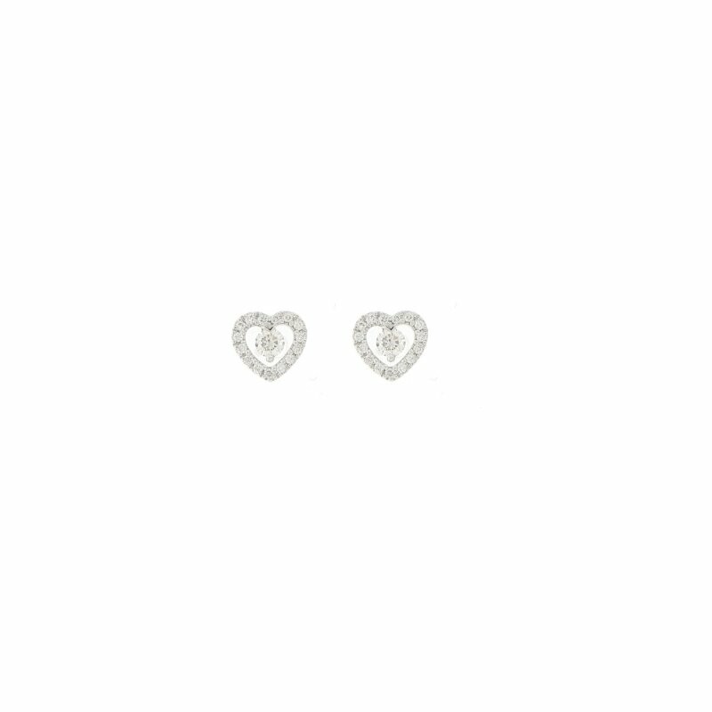 Illusion Heart earrings, in white gold and diamonds