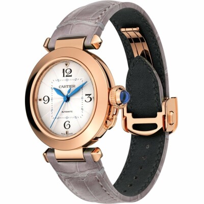 Pasha de Cartier watch, 35 mm, automatic movement, rose gold, 2 interchangeable leather straps