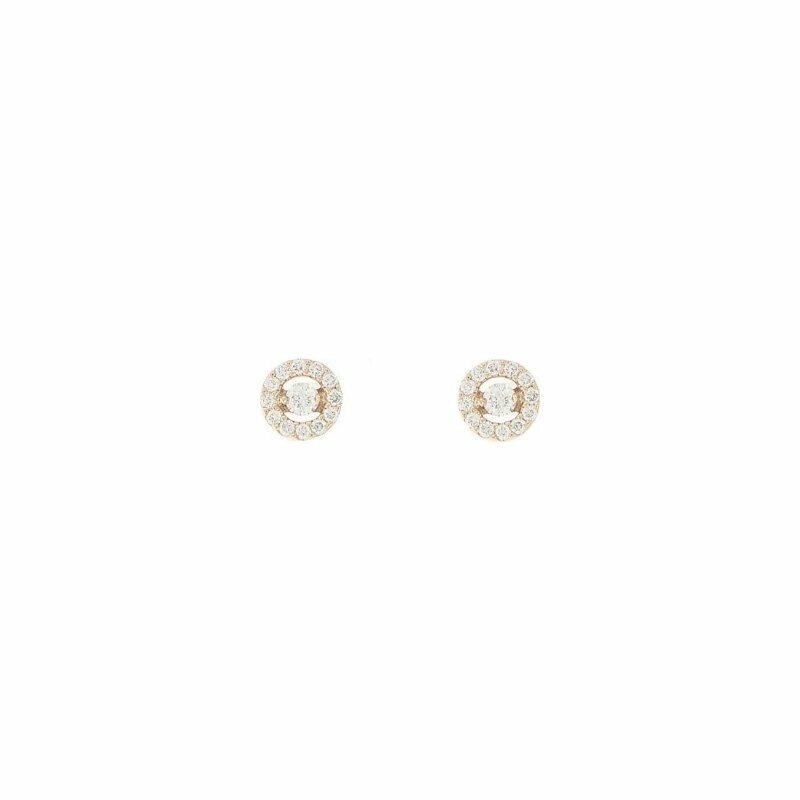 Illusion Round earrings, in pink gold and diamonds