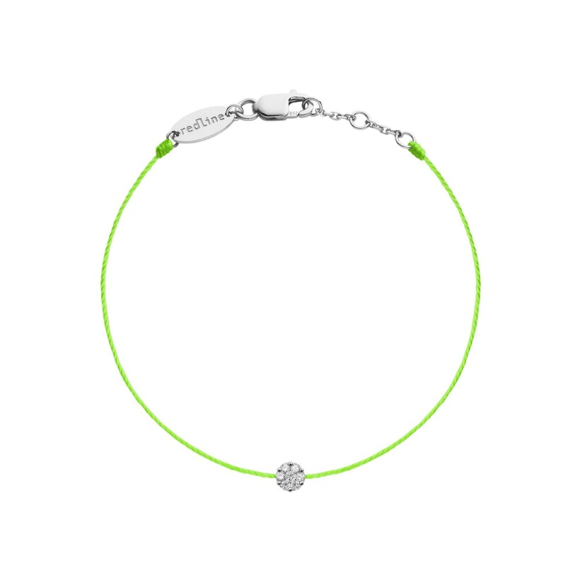 Bracelet Redline Illusion fil vert fluo avec diamants 0.05 ct en serti invisible, or blanc