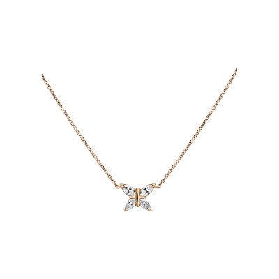 Pendentif Papillon diamants or rose