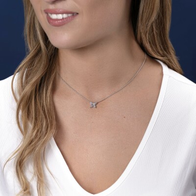 Pendentif Papillon diamants or blanc