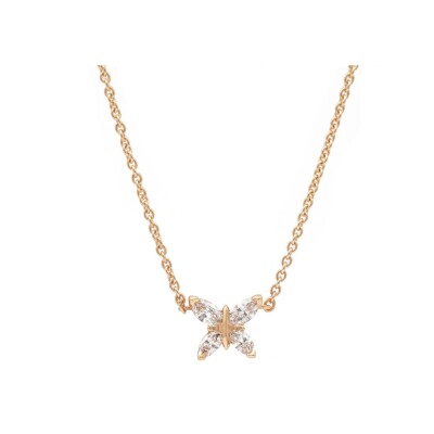 Papillon navette pendant, rose gold