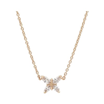 Pendentif Papillon diamants or rose