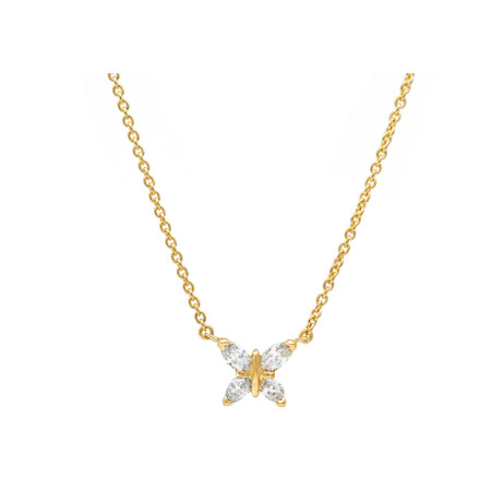 Papillon navette pendant, yellow gold