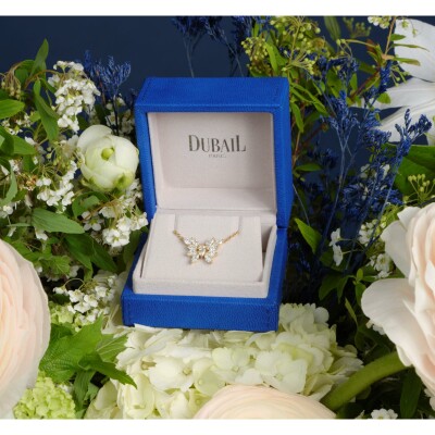 Pendentif Papillon Onze navettes diamants or jaune