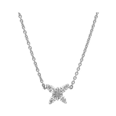 Pendentif Papillon diamants or blanc