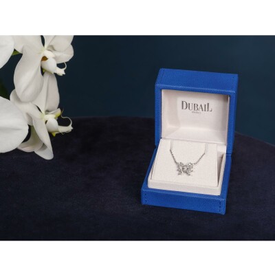 Pendentif Papillon Onze navettes diamants or blanc
