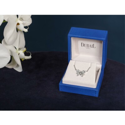 Pendentif Papillon Onze navettes diamants or blanc