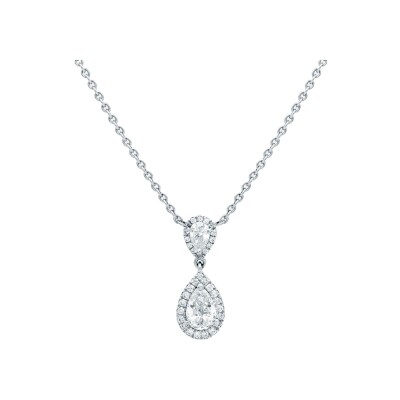 Pendentif Poire diamants or blanc