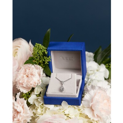 Pendentif Poire diamants or blanc