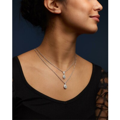 Pendentif Poire diamants or blanc