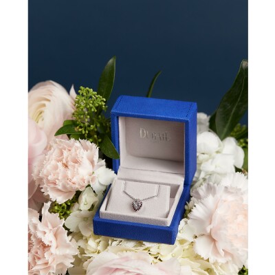 Pendentif Cœur diamants entourage rubis or blanc