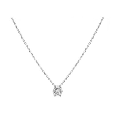 Certified diamond solitaire pendant, white gold