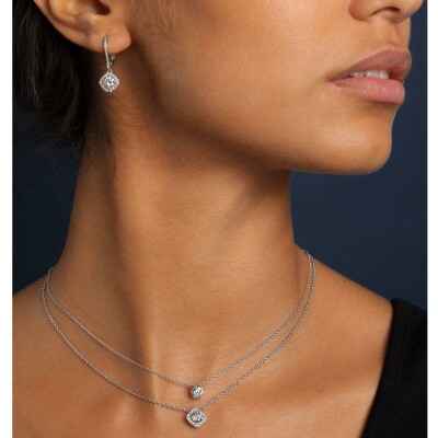 Pendentif Solitaire diamant or blanc