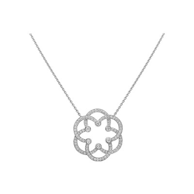 Pendentif Rosace diamants or blanc