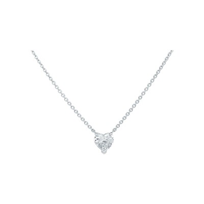 Pendentif Solitaire cœur diamant or blanc