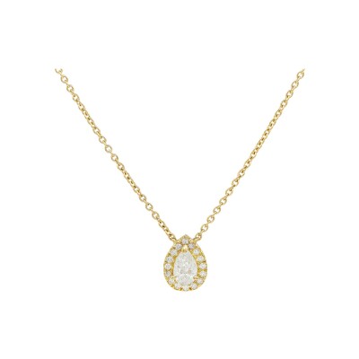 Micropavé pear shaped diamonds pendant, yellow gold, diamonds