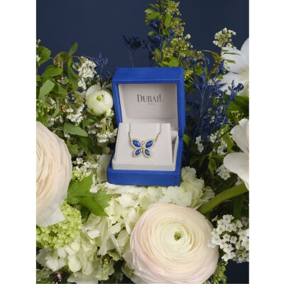 Pendentif lapis lazuli diamants or jaune