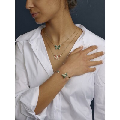 Pendentif malachite diamants or jaune