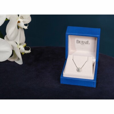 Certified diamond pendant, diamond and white gold surround