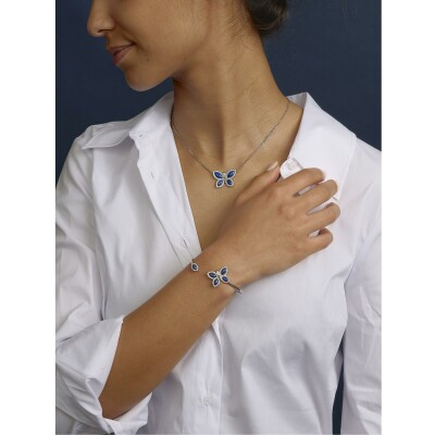 Pendentif lapis lazuli diamants or blanc