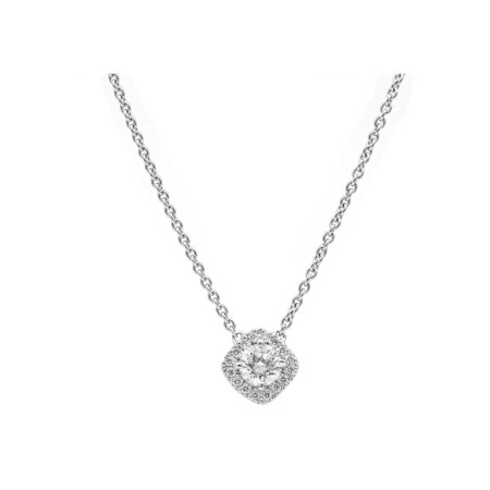 Certified cushion cut diamond pendant, diamond and white gold surround