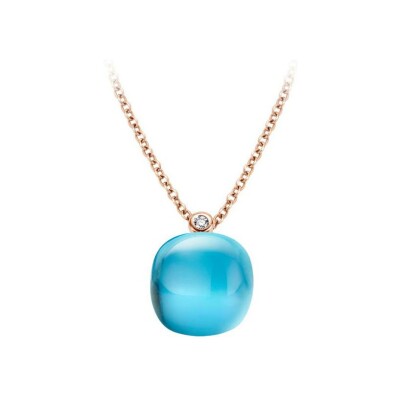 Collier BIGLI Mini Sweety en or rose, turquoise, topaze bleue et diamant