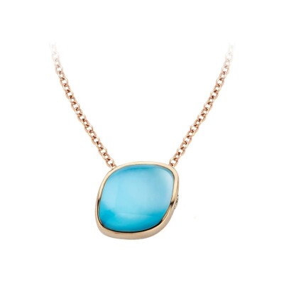 BIGLI Mini Chloe-hanger van roségoud, turkoois, blauwe topaas en diamant