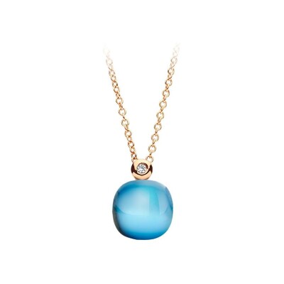 BIGLI Mini Sweety-hanger van roségoud, turkoois, blauwe topaas en diamant