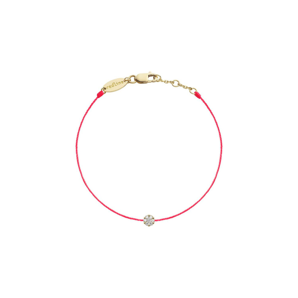 Bracelet RedLine Illusion fil rouge fluo avec diamants 0.05 ct en serti invisible, or jaune