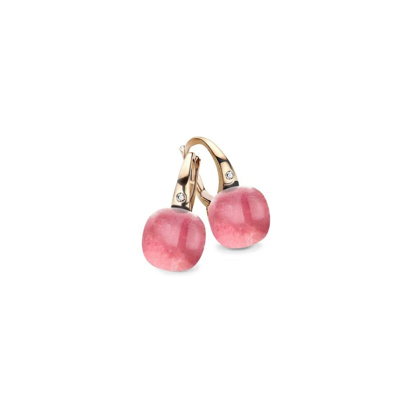Boucles d'oreilles BIGLI Mini Sweety en or rose, rubis, cristal de roche et diamants
