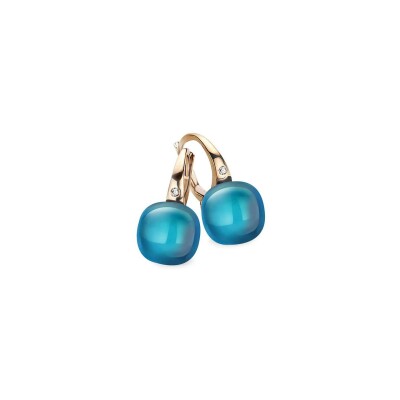 Boucles d'oreilles BIGLI Mini Sweety en or rose, topaze Bleu London et diamants