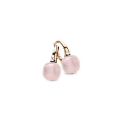 Boucles d'oreilles BIGLI Mini Sweety en or rose, quartz rose et diamants