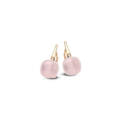 BIGLI Mini Sweety oorbellen in roségoud, rozenkwarts, parelmoer en diamant