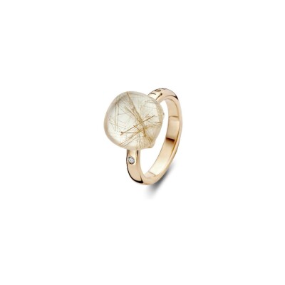 Bague BIGLI Mini Sweety en or rose, quartz rutile et diamant