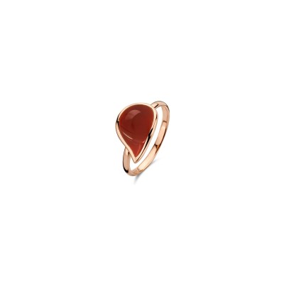 BIGLI Mini Leaves-ring in roségoud en carneool