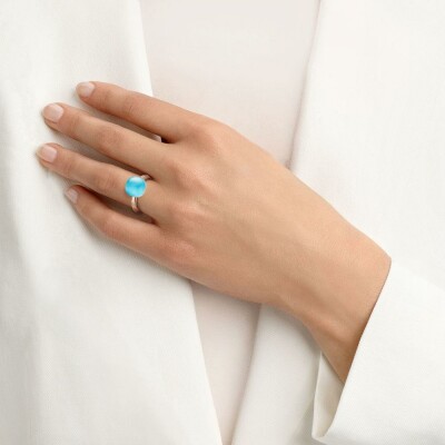 Bague BIGLI Mini Sweety en or rose, turquoise, topaze et diamant