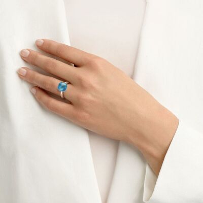 BIGLI Mini Sweety ring in roségoud, apatiet, bergkristal en diamant